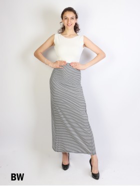 PINSTRIPE MAXI SKIRT WITH SIDE SLIT